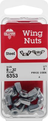 Hillman #8-32 TPI Zinc-Plated Wing Nuts, 8-Pack