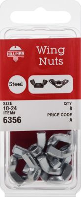 Hillman #10-24 TPI Zinc-Plated Wing Nuts, 8-Pack
