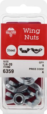 Hillman Zinc-Plated Wing Nuts 1/4"-20 (6 Pack)