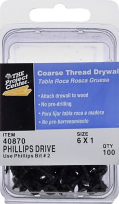 Hillman Project Center Coarse Thread Drywall Screws (#6 x 1in.) -100 Pack