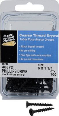 Image showing  #6 x 1-1/4 in. Project Center Coarse Thread Drywall Screws, 100-Pack