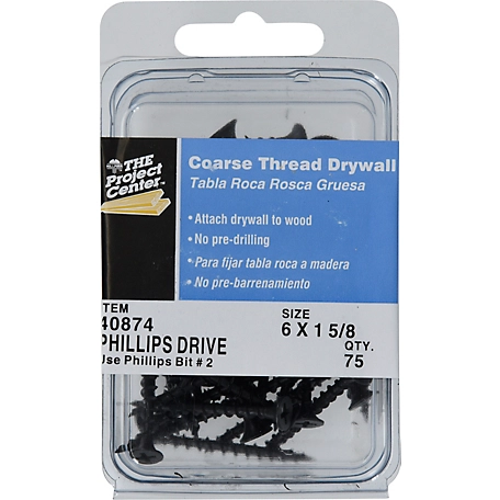 Hillman Project Center Coarse Thread Drywall Screws (#6 x 1-5/8in.) -75 Pack