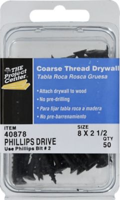 Hillman Project Center Coarse Thread Drywall Screws (#8 x 2-1/2in.) -50 Pack