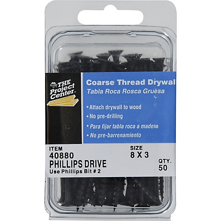 Hillman Project Center Coarse Thread Drywall Screws (#8 x 3in.) -50 Pack