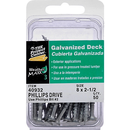 Hillman Project Center Galvanized Phillips Deck Screws (#8 x 2-1/2in.) - 50 Pack