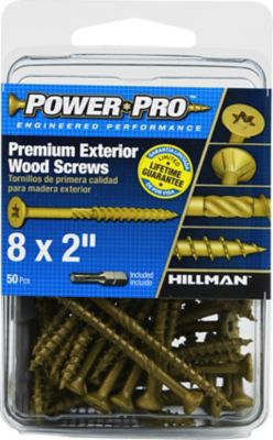 Hillman Power Pro Premium Exterior Wood Screws (#8 x 2in.) - 50 Pack