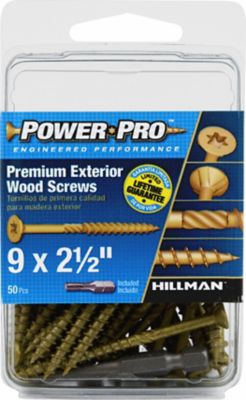 Hillman Power Pro Premium Exterior Wood Screws (#9 x 2-1/2") - 50 Pack