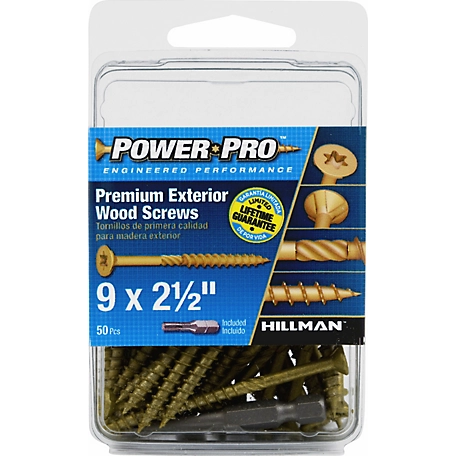 Hillman Power Pro Premium Exterior Wood Screws (#9 x 2-1/2in.) - 50 Pack