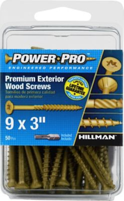 Hillman Power Pro Premium Exterior Wood Screws (#9 x 3in.) - 50 Pack