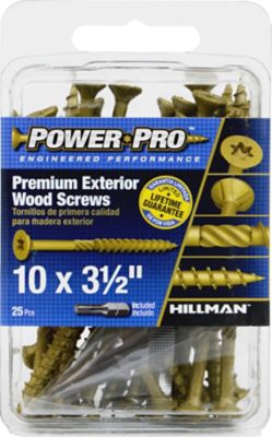 Hillman Power Pro Premium Exterior Wood Screws (#10 x 3-1/2in.) - 25 Pack