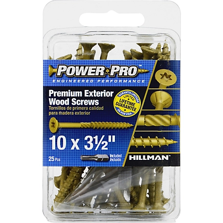 Hillman Power Pro Premium Exterior Wood Screws (#10 x 3-1/2in.) - 25 Pack