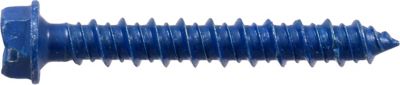 Image showing  1/4 in. x 1-3/4 in. Blue Slotted Hex Washer-Head Tapper Concrete Screw Anchors, 18-Pack