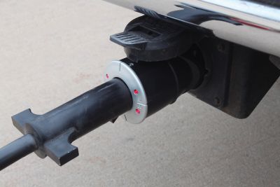 Image showing  7-RV Blade to 6-Pole Round Adapter with LED Test Lights, Center Pin Auxiliary