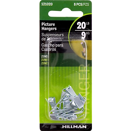 Hillman Conventional Picture Hangers Zinc - 20lb (8 Pack)