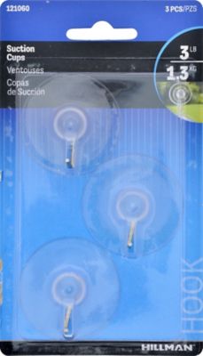 Hillman Medium Suction Cup Hooks 3lb (3 Pack)