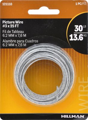 Hillman 30 lb. Picture Hanging Wire, #3 x 25 ft., Galvanized
