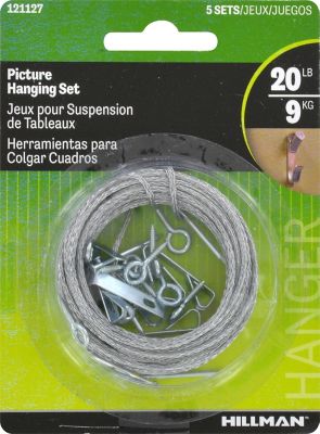 Hillman Picture Hanging Kit Zinc 20lb (5 Sets)