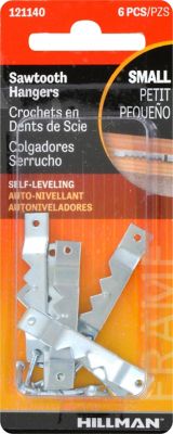 Hillman Small Self-Leveling Sawtooth Hangers, 6-Pack