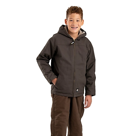 Berne Kid's Sanded/Washed Duck Sherpa-Lined Hooded Jacket