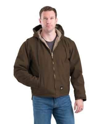 Berne Men's Washed Duck Sherpa-Lined Hooded Work Coat