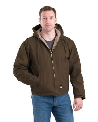 Berne Men's Washed Duck Sherpa-Lined Hooded Jacket