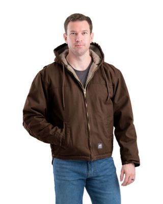 Berne Men's Washed Duck Sherpa-Lined Hooded Jacket