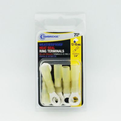 Image showing  Yellow Weatherproof Terminal Gauge Ring, 12-10 AWG, #6 1/4 Stud