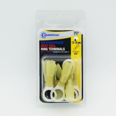 Image showing  Yellow Weatherproof Terminal Gauge Ring, 12-10 AWG 3/8 Stud