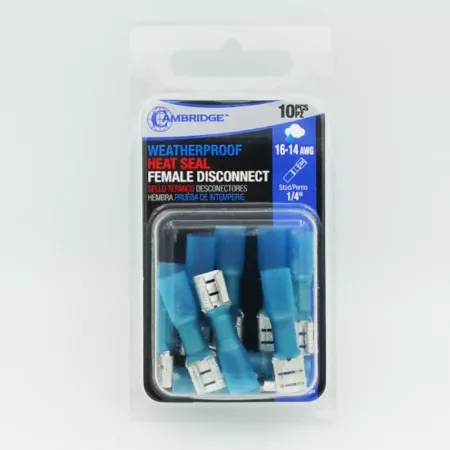 Cambridge 16-14 AWG 1/4 Blue Terminal Weatherproof Female Disconnects Pack of 10 Terminal Disconnects