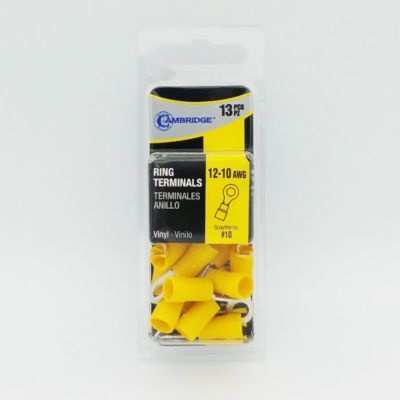 Image showing  Yellow Terminal Gauge Ring, 12-10 AWG, #10 Stud PVC