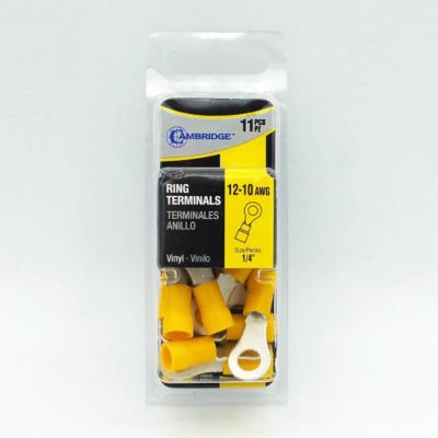 Image showing  Yellow Terminal Gauge Ring, 12-10 AWG, #6 1/4 Stud PVC