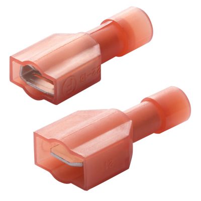 Image showing  22-18 AWG 1/4 Nylon Red Terminal Insulated Male/Female Disconnect Pairs, 10-Pack