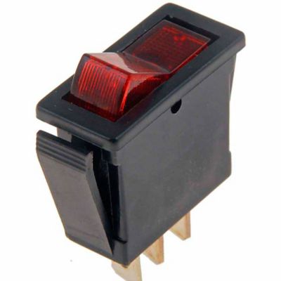 Cambridge 20A Rectangular Black Body Rocker Switch with Red Glow 12VDC 240W 20A