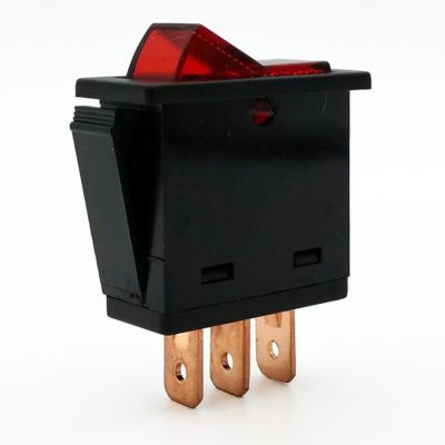 Image showing  20A Rectangular Black Body Rocker Switch with Red Glow 12VDC 240W 20A