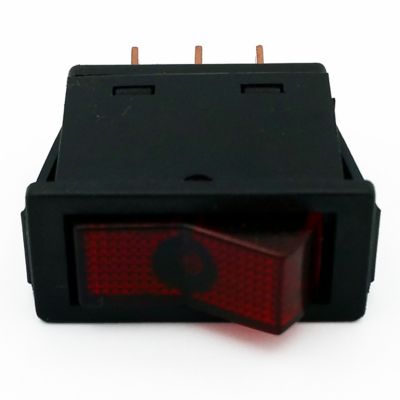 Image showing  20A Rectangular Black Body Rocker Switch with Red Glow 12VDC 240W 20A