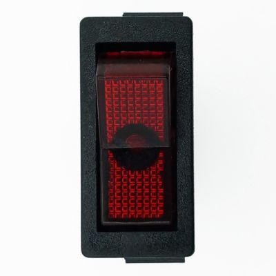 Image showing  20A Rectangular Black Body Rocker Switch with Red Glow 12VDC 240W 20A
