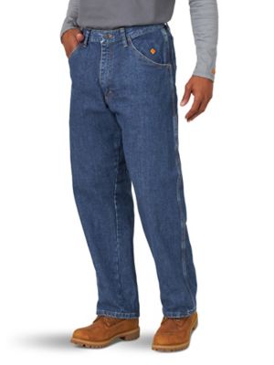 Wrangler Men's Flame-Resistant Hi-Vis Relaxed Fit Low-Rise Riggs Workwear Carpenter Work Jeans These are one of the best deals and one of the best options anywhere for FR work jeans