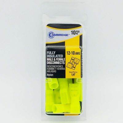 Image showing  12-10 AWG 1/4 Nylon Yellow Interior Connection Terminal Male/Female Disconnect
