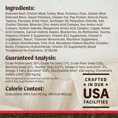 Image showing  Premium Grain Free Dry Adult Dog Food, Wholesome And Natural Kibble With Beef, Bison And Sweet Potato