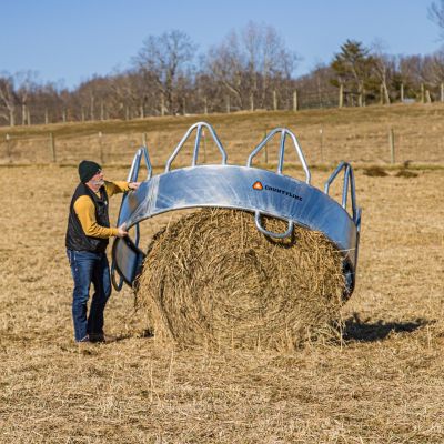 Image showing  1 Round bale 8 ft. x 50 in. Equine Pro Galvanized Sheeted Bale Feeder for Horses with Hay Saver