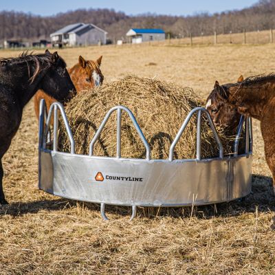 Image showing  1 Round bale 8 ft. x 50 in. Equine Pro Galvanized Sheeted Bale Feeder for Horses with Hay Saver