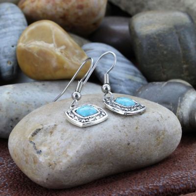 Image showing  Blue Earth Drop Earrings, Turquoise