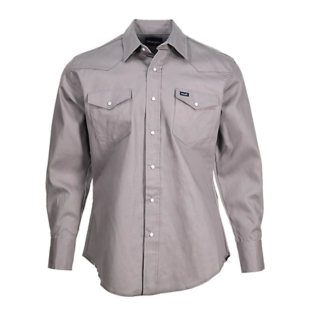 Wrangler Men's Cowboy Cut Firm Finish Long Sleeve Western Snap Solid Work  Shirt - indigo Denim