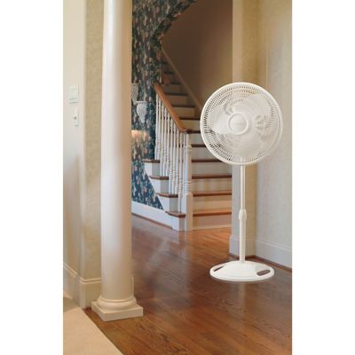 Image showing  16 in. Oscillating Stand Fan, Adjustable Tilt, White