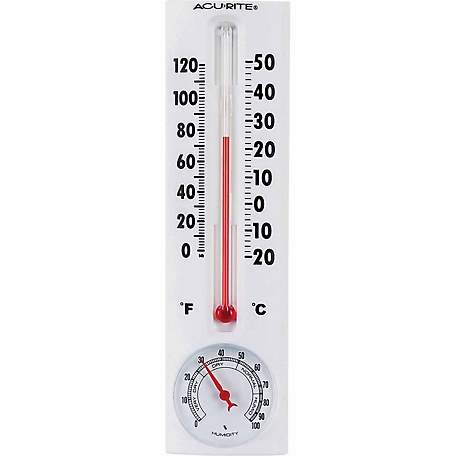 Analogue indoor-outdoor thermometer made of stainless steel