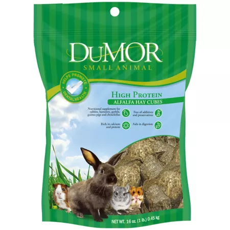 DuMOR Alfalfa Hay Cubes Small Animal Treats 16 oz. Small Pet Hay