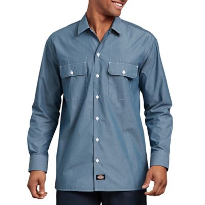 Dickies Men's Relaxed Fit Long Sleeve Chambray Shirt, WL509BU at ...