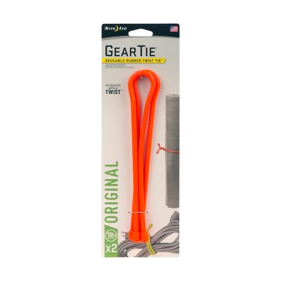 Nite Ize 18 in. Bright Orange Gear Tie Reusable Rubber Twist Ties, 2-Pack