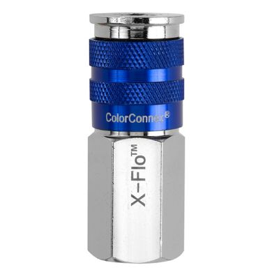 Legacy 1/4 in. ColorConnex X-Flo Push-to-Connect Blue Coupler, Automotive Type C, 1/4 in. FNPT