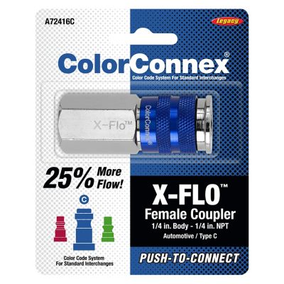Image showing  1/4 in. FNPT ColorConnex X-Flo Push-to-Connect Blue Coupler, Automotive Type C